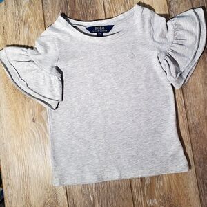 Polo by Ralph Lauren Kids Heathered Gray Ruffle Sleeve Top Size 3T
